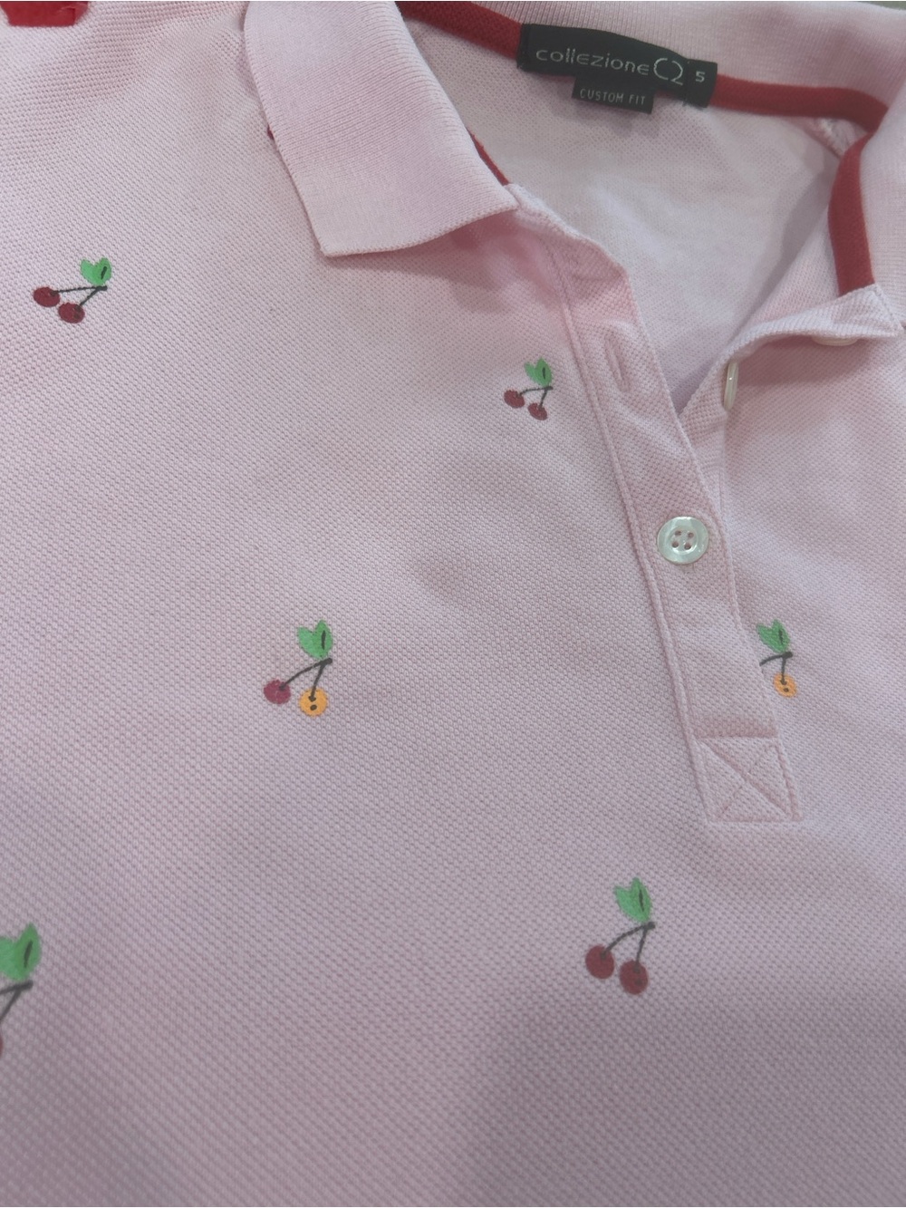 Collezione C2 Cherry Print Polo Dress Womens Small Pink Preppy tennis club retro - Picture 9 of 10